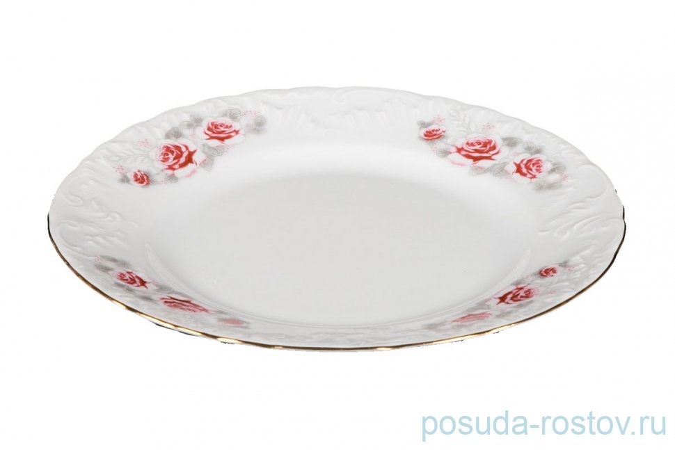 Тарелка 19 см 1 шт "Рококо /577 /Серая роза /золото" / 127660