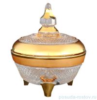 Вазочка 12 см с крышкой на 3-х ножках Фелиция /Хрусталь с золотом&quot; / 067796
