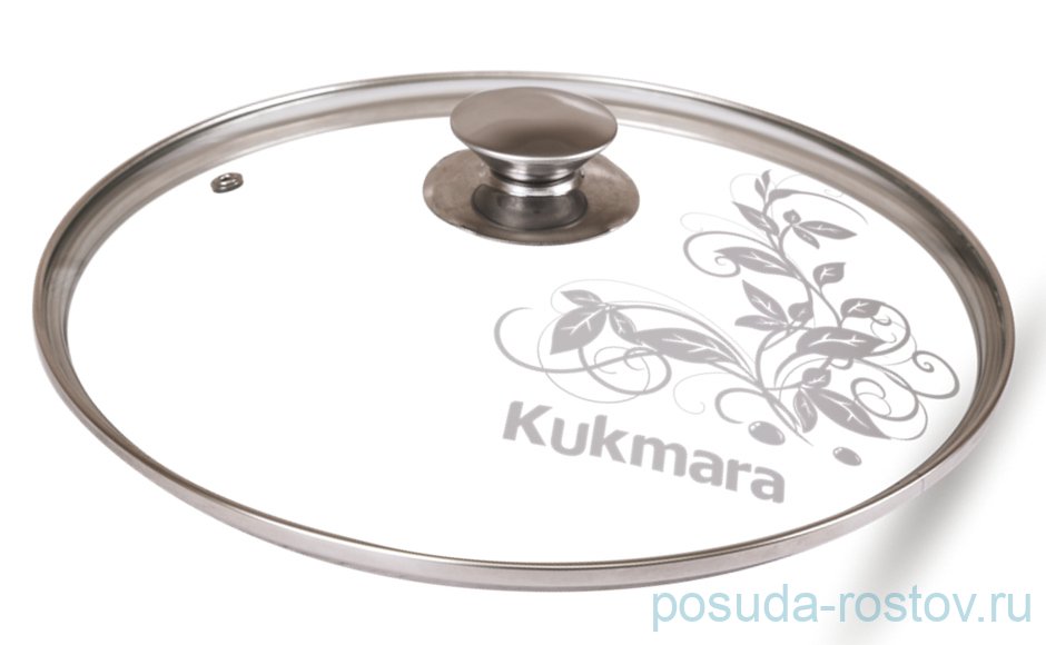 Крышка 22 см с ободом и ручкой из нержавеющей стали серая "Kukmara" / 159495