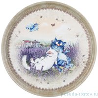 Поднос 33 х 2,1 см сервировочный &quot;Синие коты&quot; / 209792