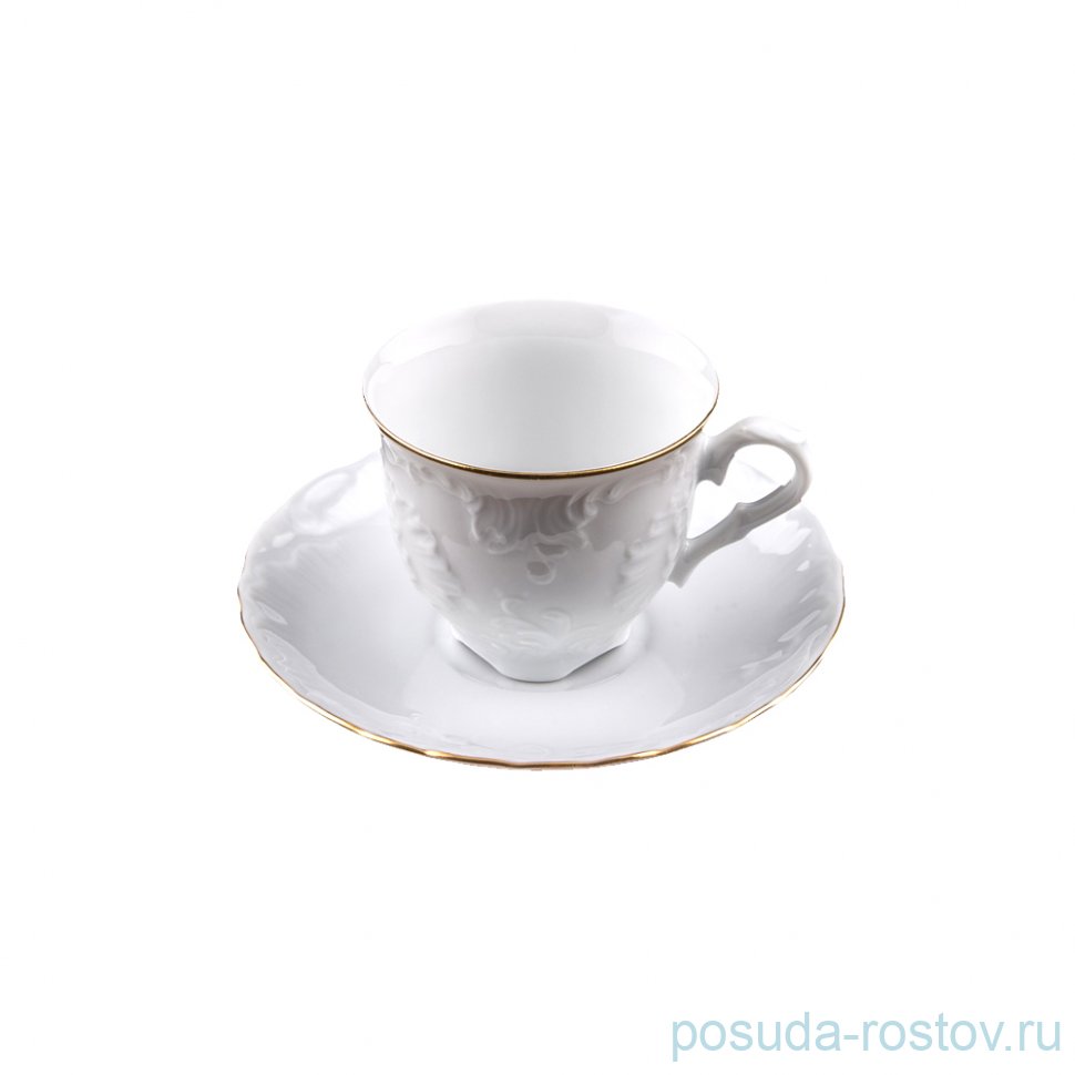 Кофейная пара 100 мл 1 шт "Рококо /Отводка золото" (блюдце 12,5 см) / 109938