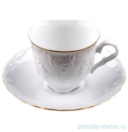 Кофейная пара 100 мл 1 шт &quot;Рококо /Отводка золото&quot; (блюдце 12,5 см) / 109938