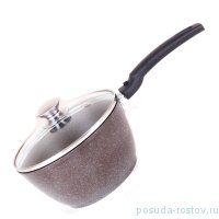 Ковш 18 см стеклянная крышка съёмная ручка антипригарное покрытие 1,5 л &quot;Kukmara /Кофейный мрамор&quot; / 143348