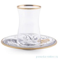 Армуды для чая 6 шт с блюдцами &quot;Узор с розой&quot; / 245388