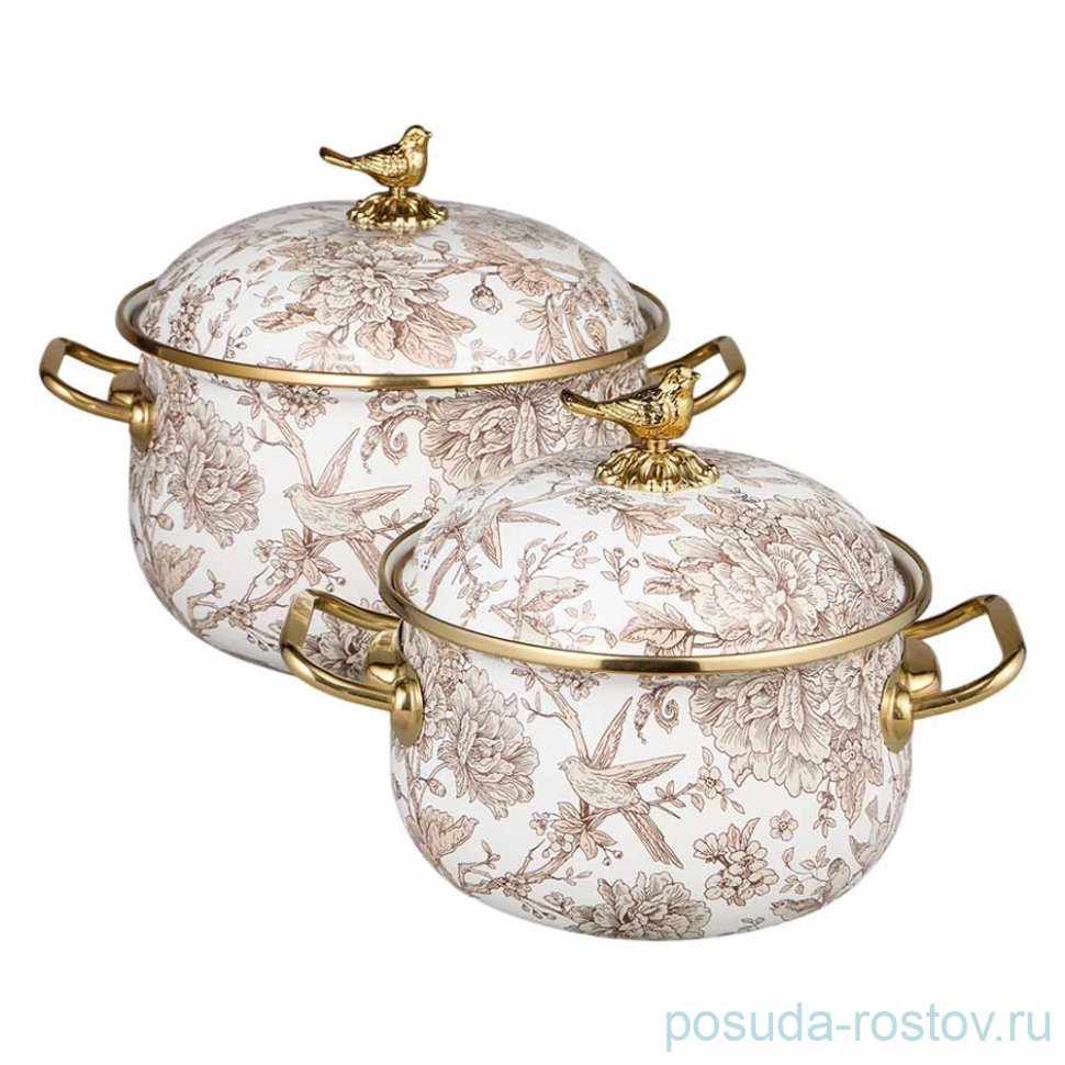 Набор кастрюль 4 предмета (2,1 и 3,8 л) эмалированные "Royal garden" / 375262