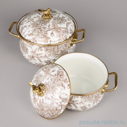 Набор кастрюль 4 предмета (2,1 и 3,8 л) эмалированные &quot;Royal garden&quot; / 375262