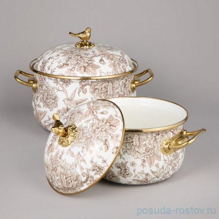Набор кастрюль 4 предмета (2,1 и 3,8 л) эмалированные &quot;Royal garden&quot; / 375262