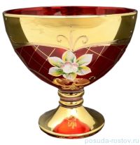 Креманка 13 см &quot;Лепка красная&quot; золотая ножка / 053869
