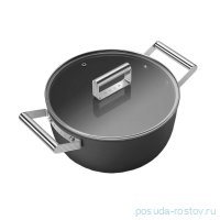 Кастрюля 24 см с крышкой 4,6 л чёрная &quot;Стиль 50-х г.г.&quot; / 301044