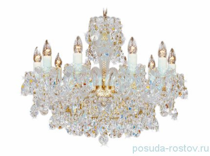 Люстра 6 рожковая золотые плафоны &quot;Биджов&quot; h-47 см, d-58 см, вес 6,5 кг / 026280