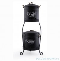 Набор ёмкостей для овощей 28/24 х 85 см 2 яруса чёрные &quot;Yildiray Metal Siyah&quot; / 258840