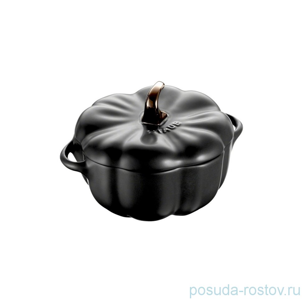 Кокот 12,2 см с крышкой чёрный "Тыква" / 258016