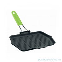 Сковорода гриль 21 х 30 см со складной ручкой из проволоки и силикона &quot;Lava /Green&quot; / 287509