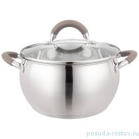 Кастрюля 20 х 11,5 см со стеклянной крышкой 3,3 л &quot;Apple&quot; кофейные ручки / 275425