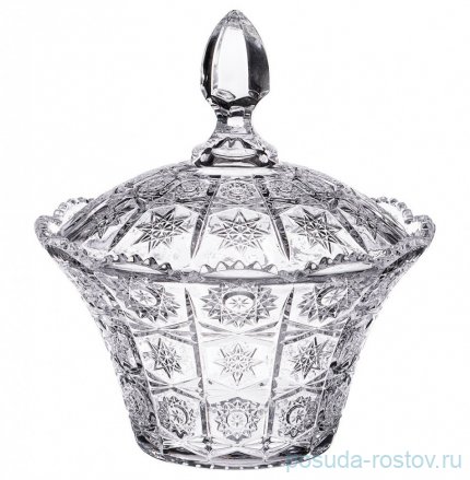 Конфетница 17 х 17 х 20 см с крышкой &quot;muza crystal /резная&quot; / 193016
