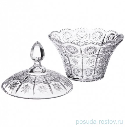 Конфетница 17 х 17 х 20 см с крышкой &quot;muza crystal /резная&quot; / 193016