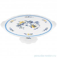 Тортница 33 см н/н &quot;Соната /Цветы /Голубая кайма&quot; / 369816