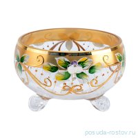 Конфетница 13 см на 3-х ножках золото &quot;Лепка прозрачная&quot; SC / 114859