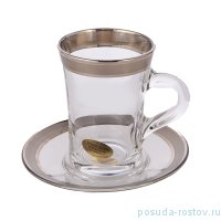 Набор чайных пар 220 мл 6 шт &quot;Матовая полоса /платина&quot; / 165064