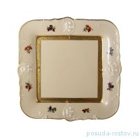 Блюдо 31 см квадратное &quot;Аляска /Цветы /Золотая лента /2714&quot; / 222440