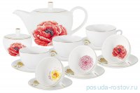 Чайный сервиз на 6 персон 14 предметов (без молочника) &quot;Flowers /Мак&quot; (подарочная упаковка) / 291343