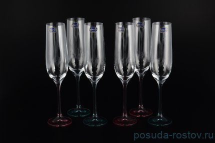 Бокалы для шампанского 190 мл 6 шт &quot;Виола /Ассорти&quot; / 092077