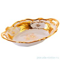 Блюдо 31 см овальное (глубокое) для хлеба &quot;Кленовый лист /Белый&quot; / 012269