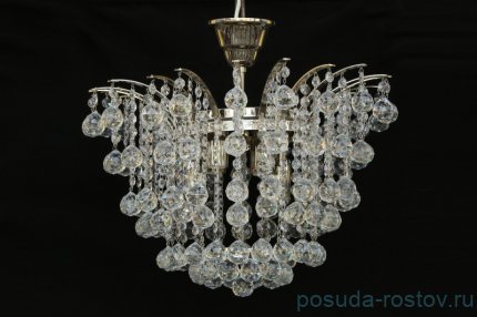 Люстра 6 рожковая хрусталь (шарик), никель &quot;Титания Люкс&quot; / 009583