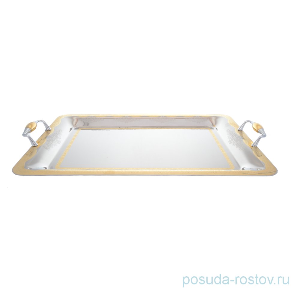 Поднос 50 x 35 см прямоугольный с ручками "Lusia Gold" / 247867