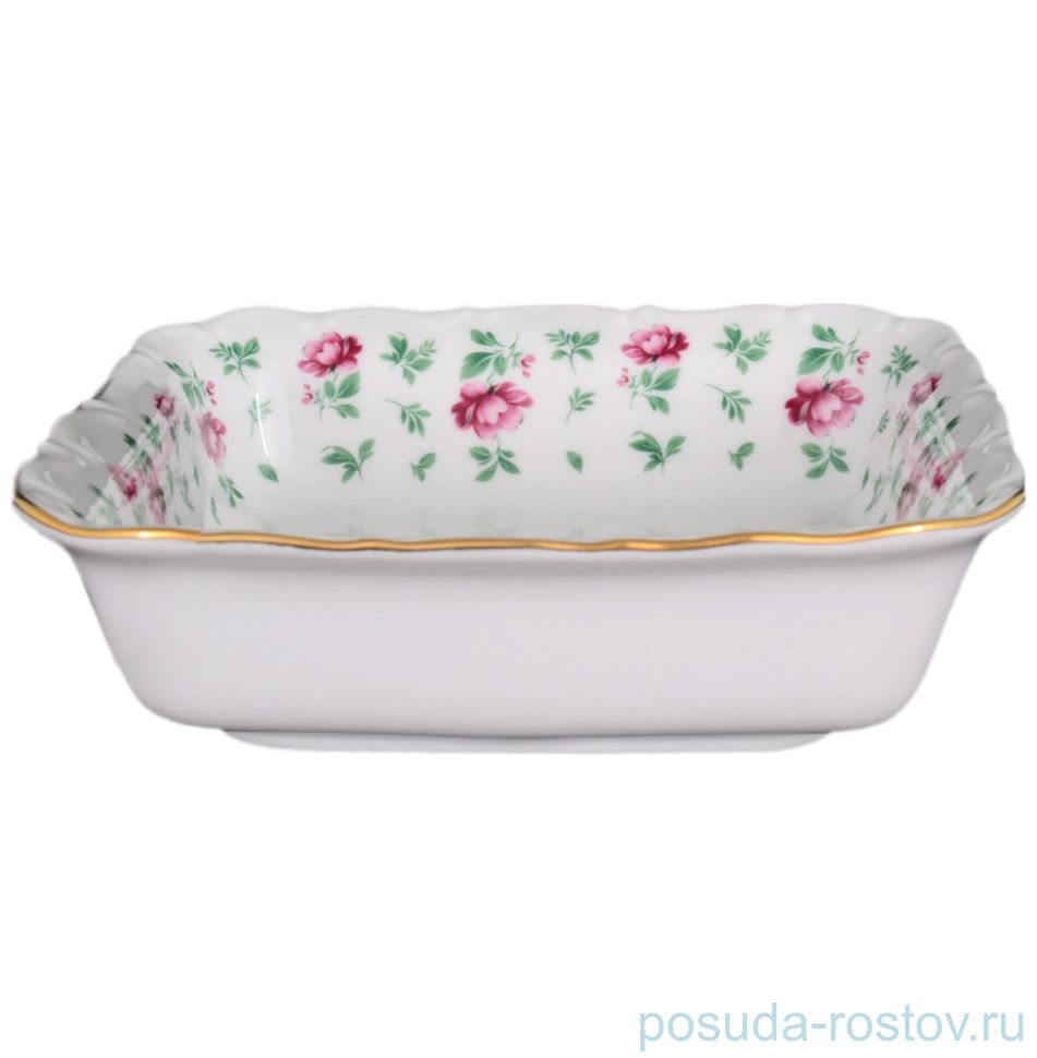Салатник 16 см квадратный "Офелия /Розочки /отводка золото" / 065108