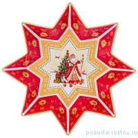 Блюдо 26 х 5 см красное звезда &quot;с новым годом! /дед мороз&quot; / 225193