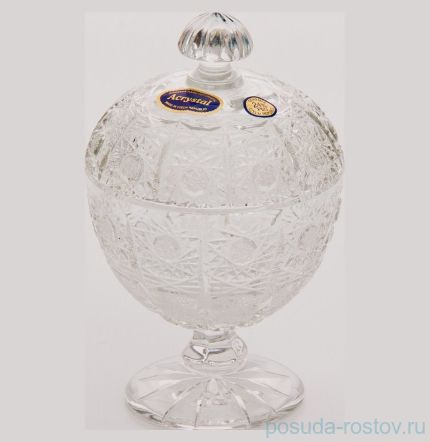 Вазочка 10 см с крышкой н/н &quot;Хрусталь резной&quot; / 052501