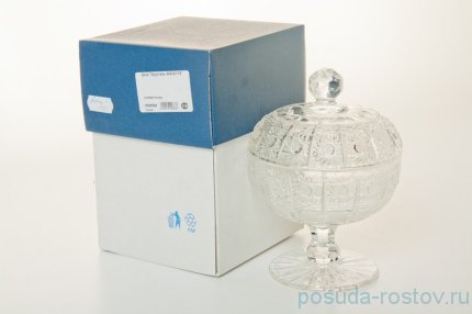 Вазочка 11,6 см с крышкой н/н &quot;Хрусталь резной&quot; / 006602