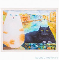 Панно деко-боксы 30 х 40 см &quot;Коты&quot; /рамка жемчуг с окантовкой / 279843