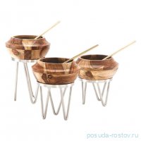 Стойка металлическая для выкладки + салатник из бука,22*22*32 см,  P.L.--Hotelware / 367947