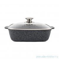 Жаровня 26 х 26 см со стеклянной крышкой квадратная антипригарное покрытие &quot;Premium grey&quot; / 245904