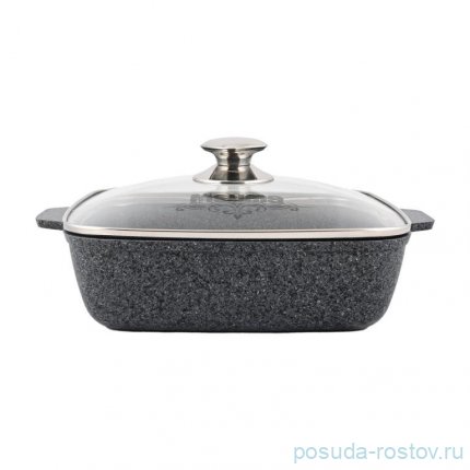 Жаровня 26 х 26 см со стеклянной крышкой квадратная антипригарное покрытие &quot;Premium grey&quot; / 245904