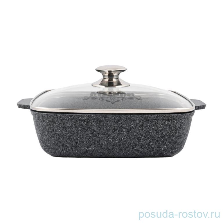 Жаровня 26 х 26 см со стеклянной крышкой квадратная антипригарное покрытие "Premium grey" / 245904
