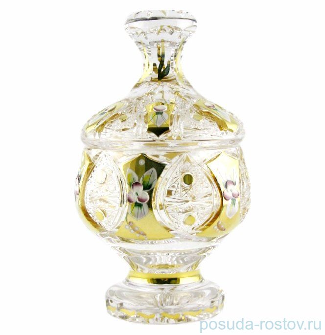 Вазочка 10 см с крышкой "Хрусталь с золотом" / 068781