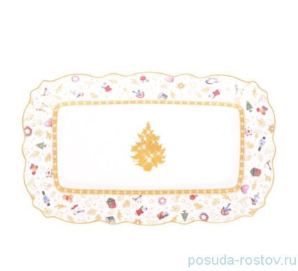 Блюдо 25 х 15,5 см овальное &quot;Christmas world /Toys yellow&quot; / 273741