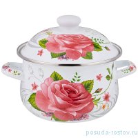 Кастрюля 18 х 11 см с крышкой эмалированная 2 л &quot;пленительная роза&quot; / 274424