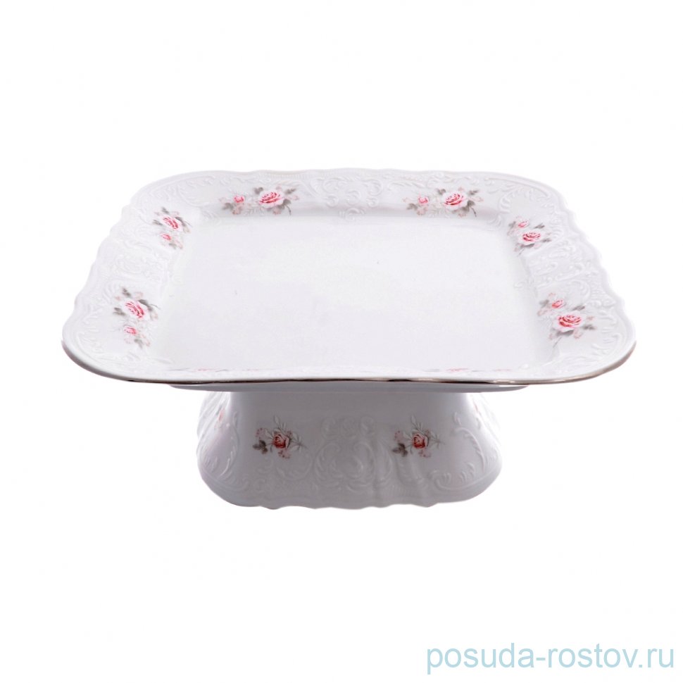 Поднос 26 см квадратный н/н "Бернадотт /Серая роза /платина" / 156094