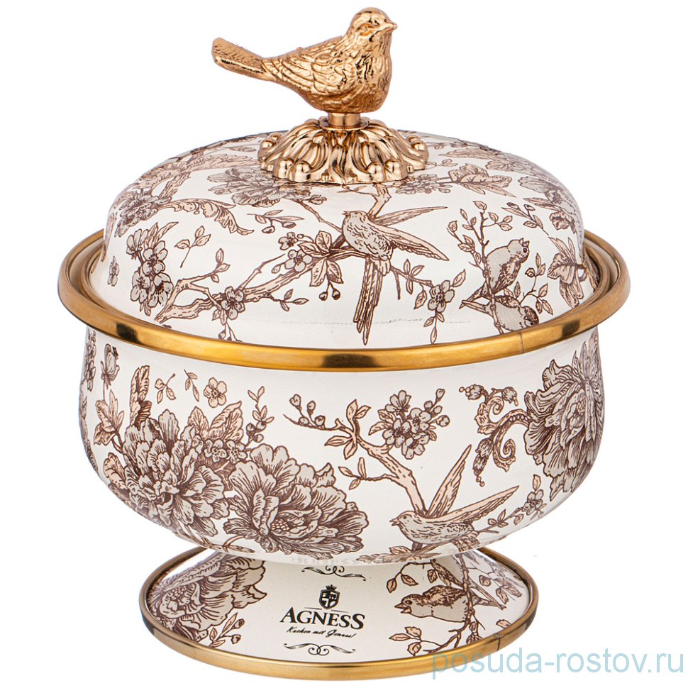 Сахарница 500 мл н/н эмалированная "Agness /Винтаж /Королевский сад" / 254461