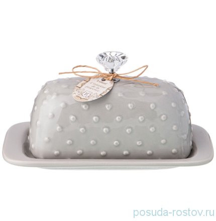Маслёнка 19,5 х 10 х 11 см серая &quot;CRYSTAL&quot; / 213256
