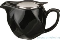 Заварочный чайник 500 мл с металлической крышкой чёрный / 228647