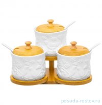 Набор банок для сыпучих продуктов 250 мл 3 шт на подставке &quot;Птички на ветке&quot; / 369348