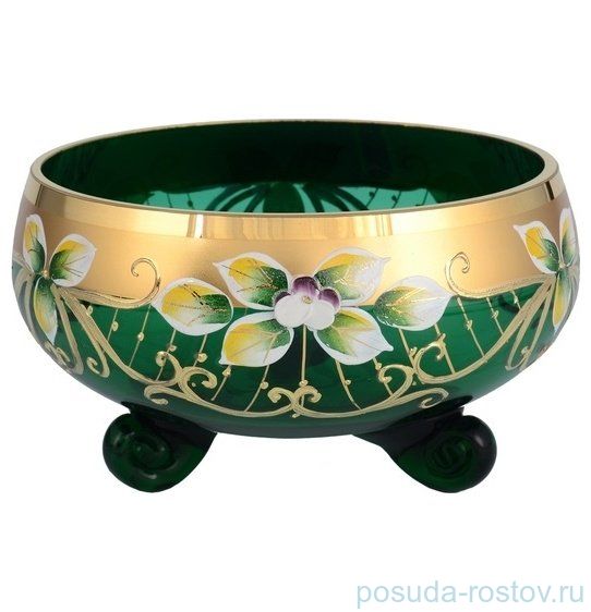 Конфетница 16 см на 3-х ножках "Лепка зеленая" SC / 098834