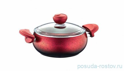 Кастрюля 18 х 8 см крышка стеклянная антипригарное покрытие 2 л красная / 295740