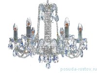 Люстра 6 рожковая никель /хрусталь &quot;Роял&quot; / 046851