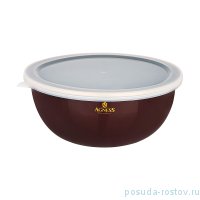 Миска 20 х 9 см с пластиковой крышкой эмалированная коричневая 1,7 л &quot;agness /тюдор&quot; / 229576